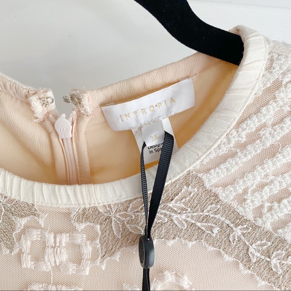 Intropia Embroidered Lace Cream Mini Dress Size 4 - Picture 8 of 11